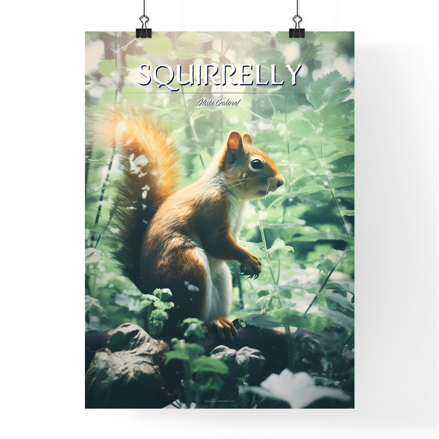 A Poster of a squirrel scampers after nuts - A Squirrel Standing On A Log In The Woods Default Title
