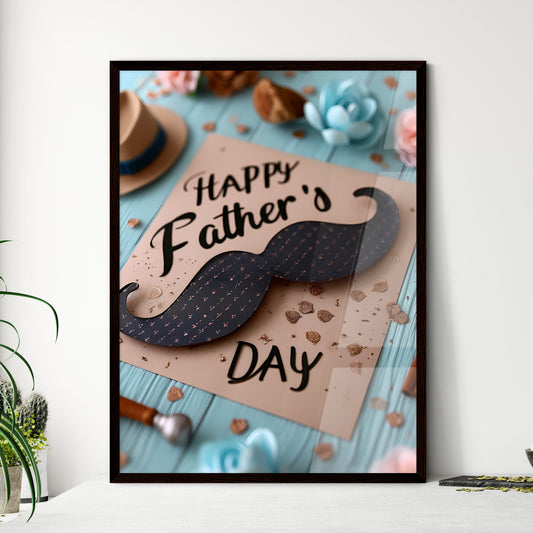 A Poster of fathers day wishes image - A Card With A Mustache And A Hat On It Default Title