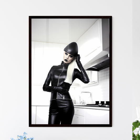 A Poster of woman wearing skintight black leather - A Woman In A Black Outfit Default Title