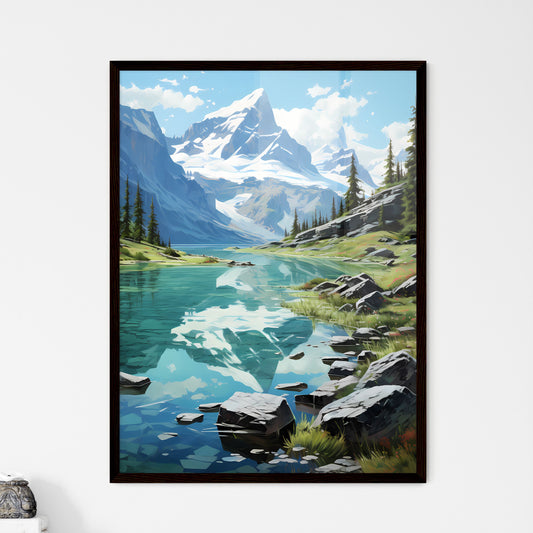 A Poster of Glacier National Park - A Lake Surrounded By Mountains Default Title