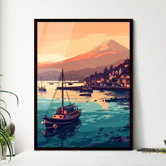 A Poster of Mount Fuji - A Small Town On The Water Default Title