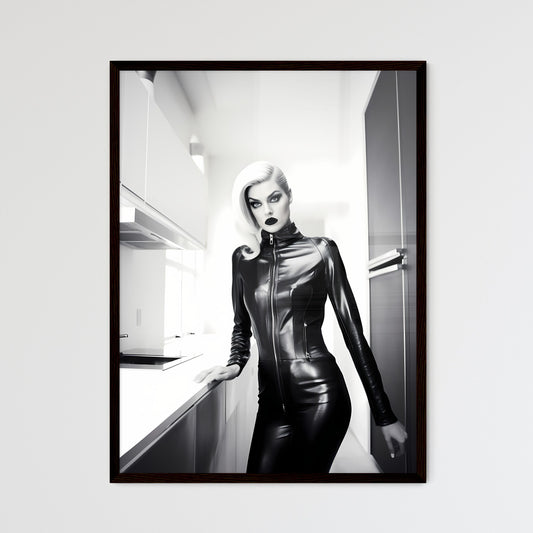 A Poster of woman wearing skintight black leather - A Woman In A Black Leather Outfit Default Title