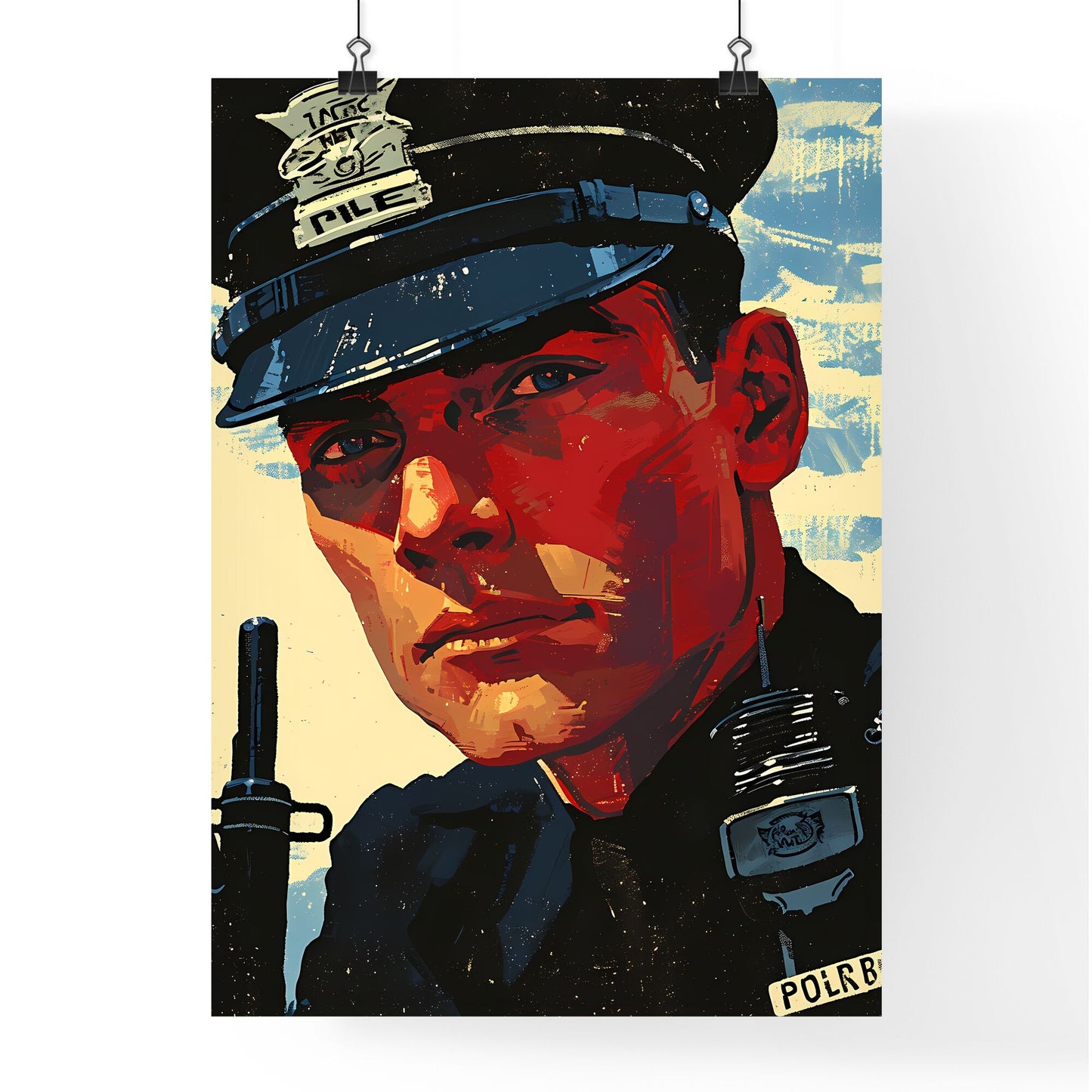 A Poster of Print style, simple, retro,policeman - A Man In A Uniform Default Title