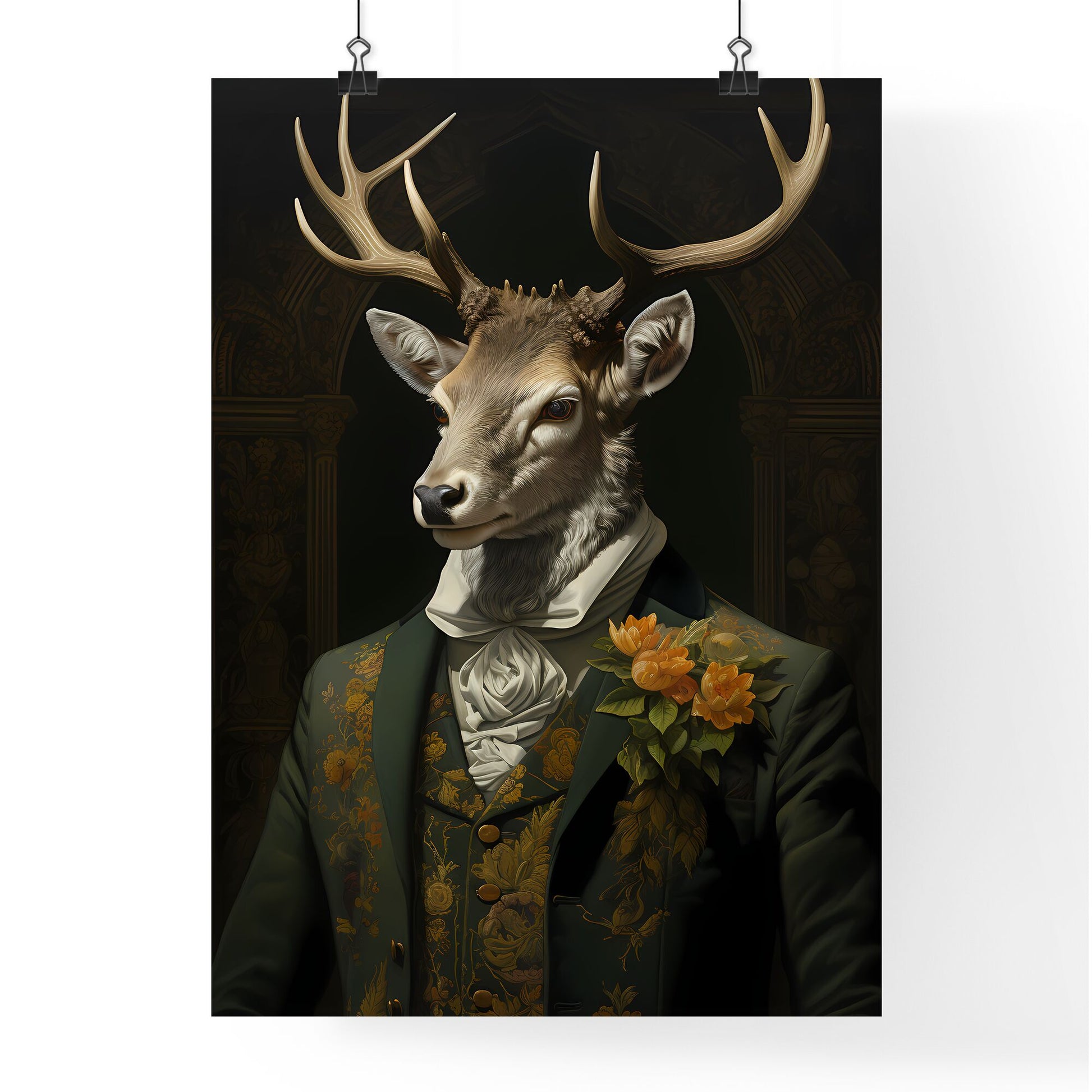 A Poster of tweed tufas art stag painting - A Deer In A Suit Default Title