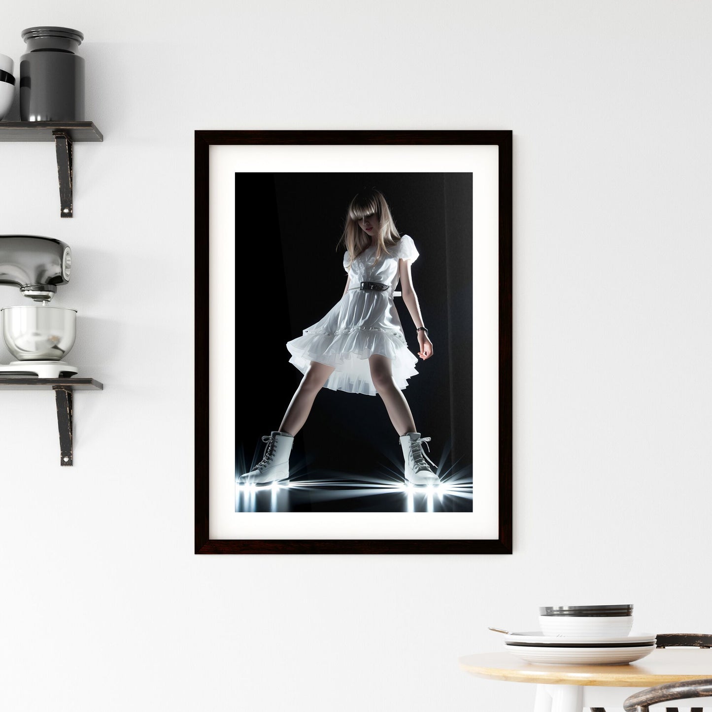 A Poster of very low angle - A Woman In A White Dress And White Boots Default Title