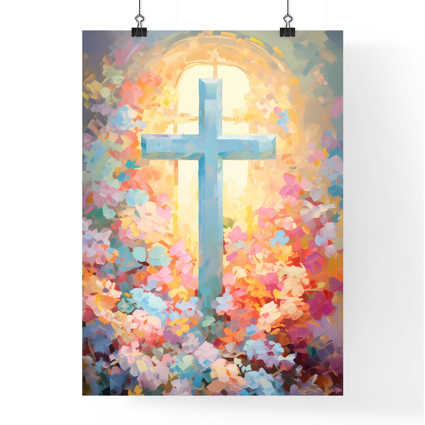 A Poster of a painting of a cross - A Cross In A Garden Default Title