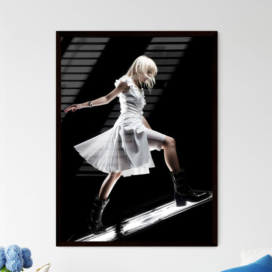 A Poster of very low angle - A Woman In A White Dress And Boots Default Title