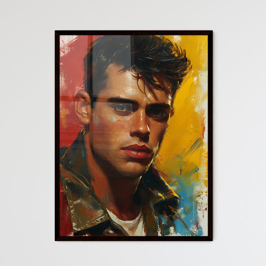 A Poster of Travis Bickle Portrait with colorful Background - A Man With A Red And Yellow Background Default Title
