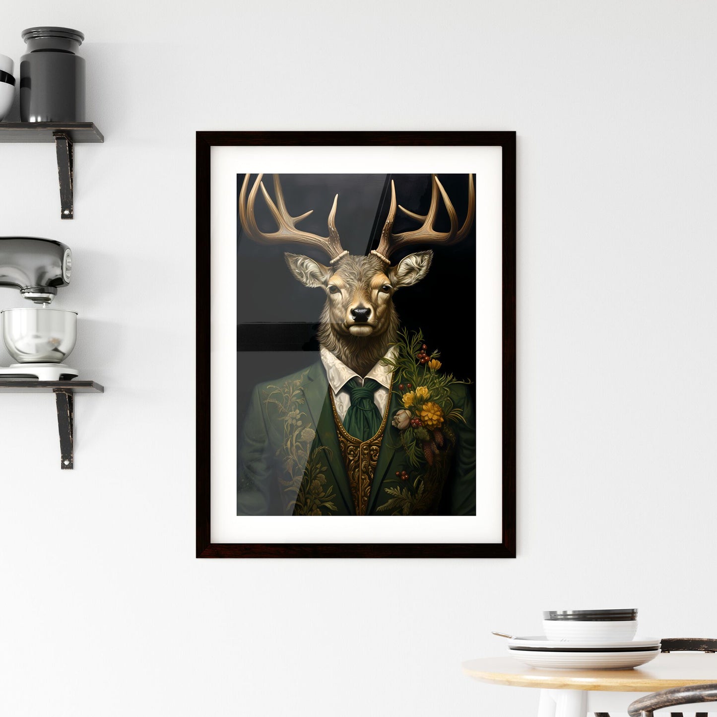 A Poster of tweed tufas art stag painting - A Deer With Antlers And A Suit Default Title