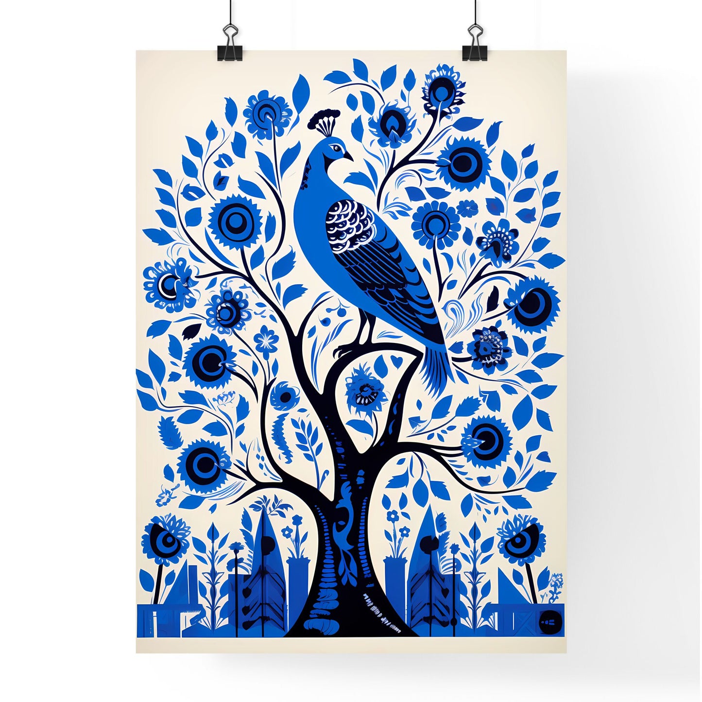 A Poster of electric blue Israel - A Blue Bird On A Tree Default Title