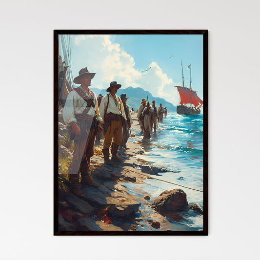 A Poster of injured soldiers - A Group Of Men Standing On A Beach Default Title
