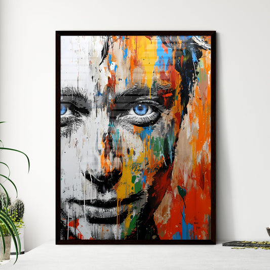 A Poster of Travis Bickle Portrait with colorful Background - A Painting Of A Man'S Face With Blue Eyes Default Title