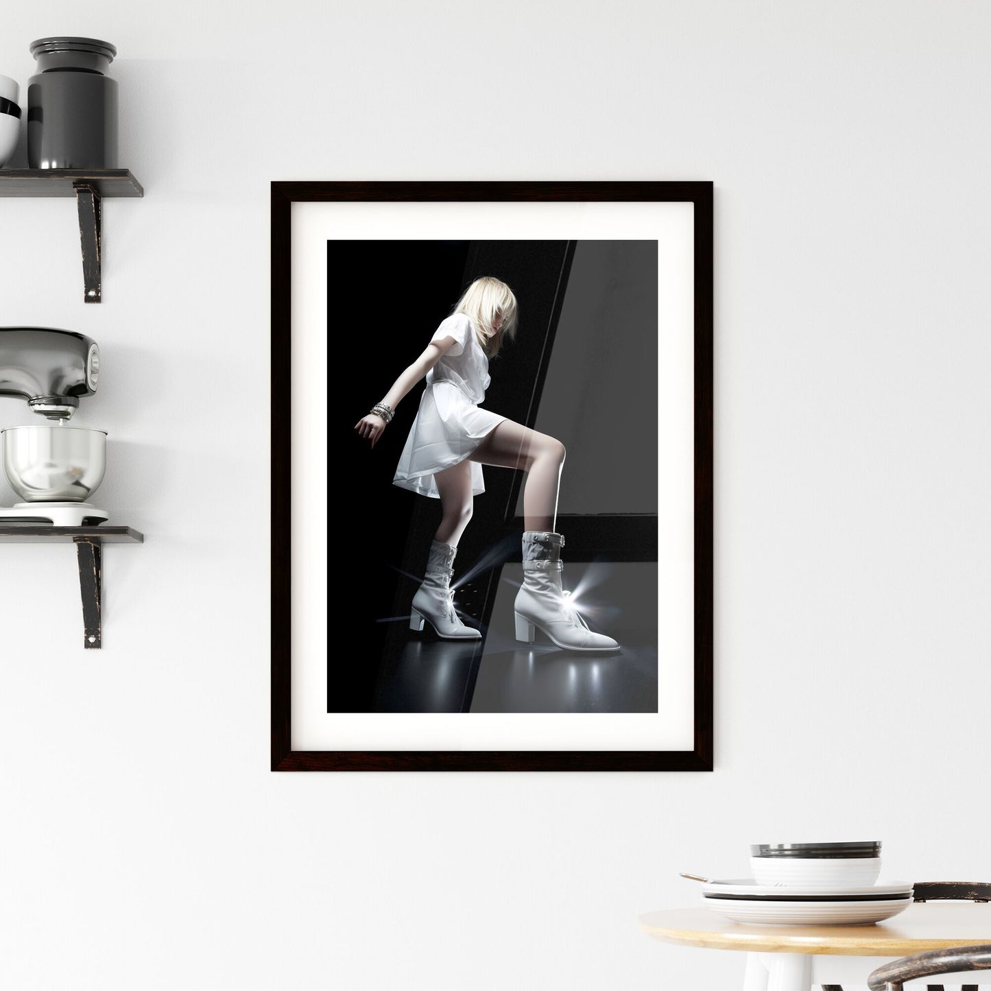 A Poster of very low angle - A Woman In White Dress And Boots Default Title