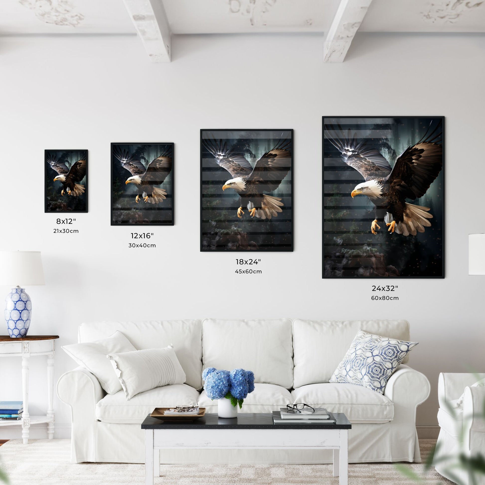 A Poster of An eagle flying upward - A Bald Eagle Flying In The Air Default Title