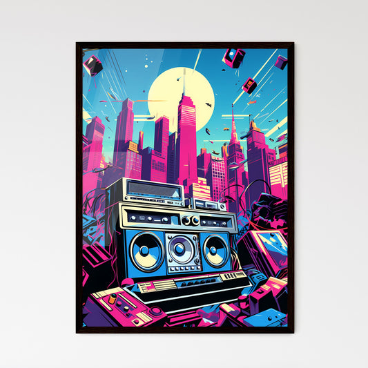 A Poster of an illustration of 80s rap song - A Large Boom Box In A City Default Title