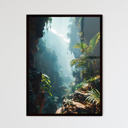 A Poster of Rainforests landscape - A Rocky Canyon With Trees And Plants Default Title