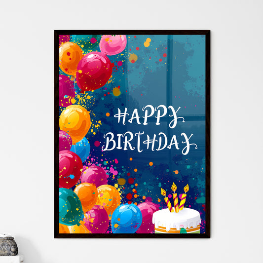 A Poster of happy birthday splatter picture - A Birthday Card With Balloons And A Cake Default Title