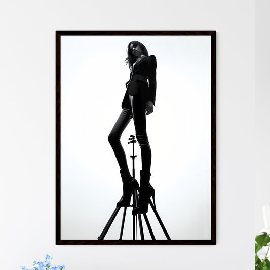 A Poster of girl model shooting low angle shot - A Woman Standing On A Stool Default Title
