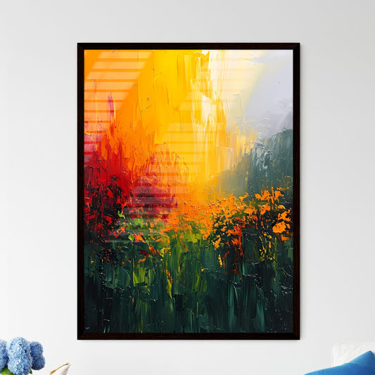 A Poster of Boho Green Minimalist poster painting - A Painting Of Flowers And Mountains Default Title