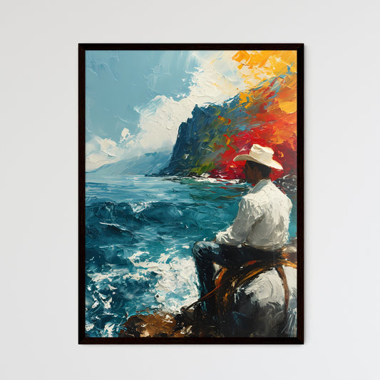 A Poster of de kooning style cowboy - A Man Riding A Horse In The Water Default Title