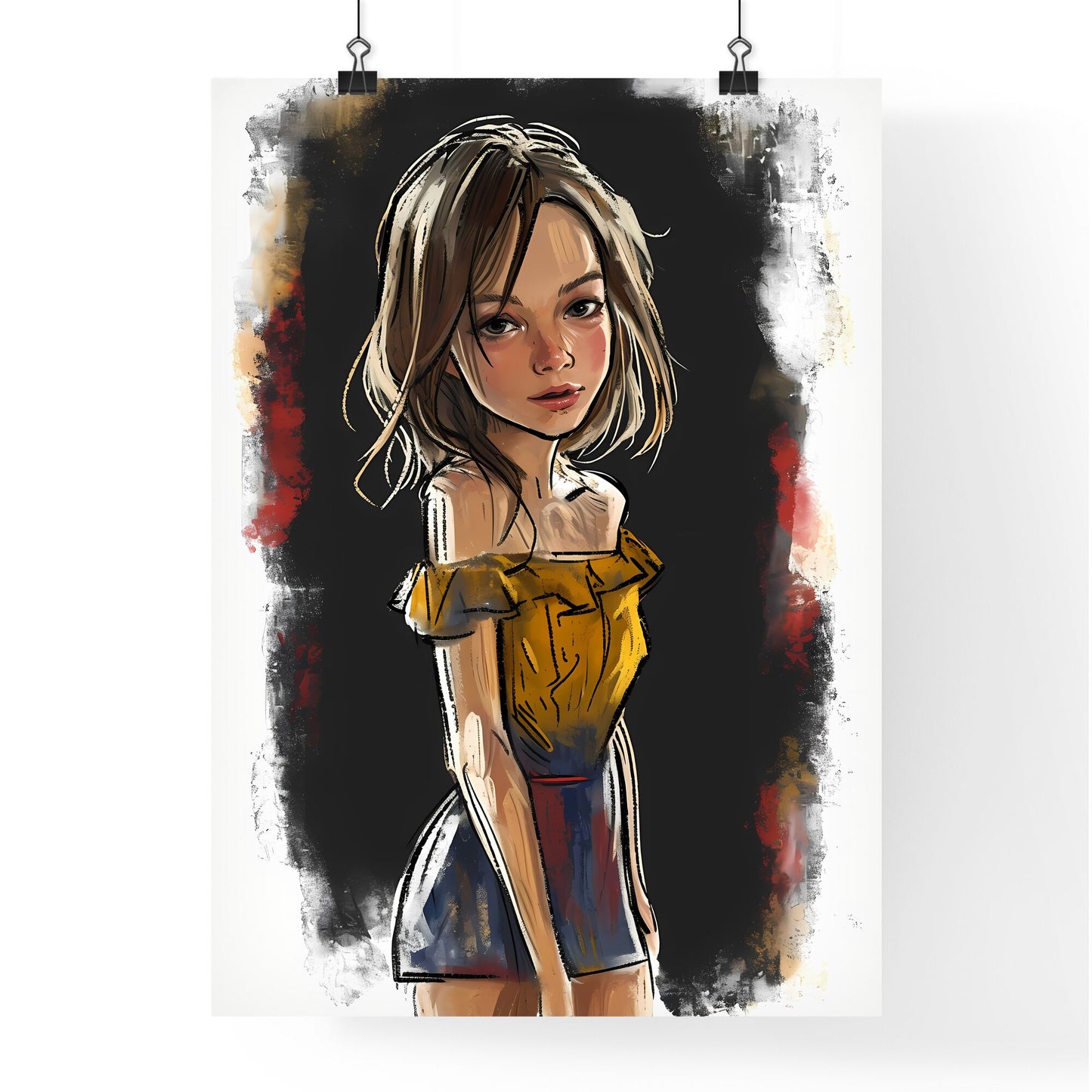 A Poster of cartoon illustration of a beautiful woman - A Cartoon Of A Girl Default Title