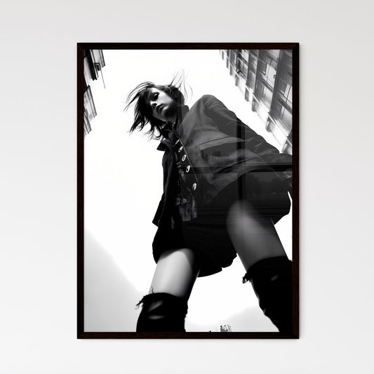 A Poster of girl model shooting low angle shot - A Woman Standing In A City Default Title