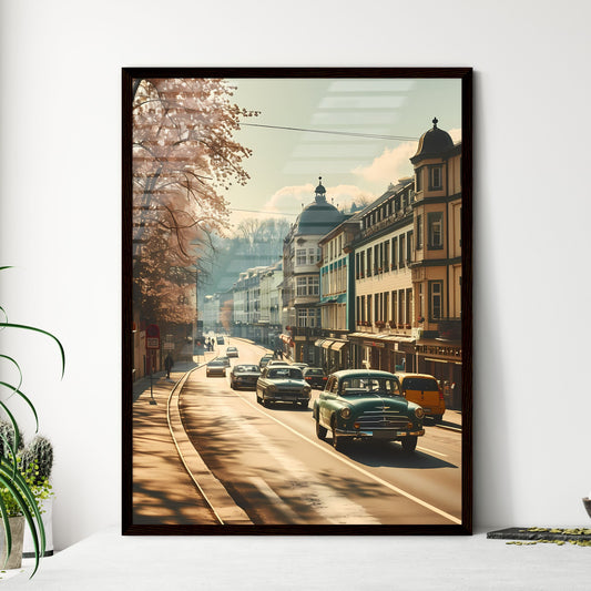 A Poster of Berlin Germany Skyline - A Street With Cars And Buildings Default Title