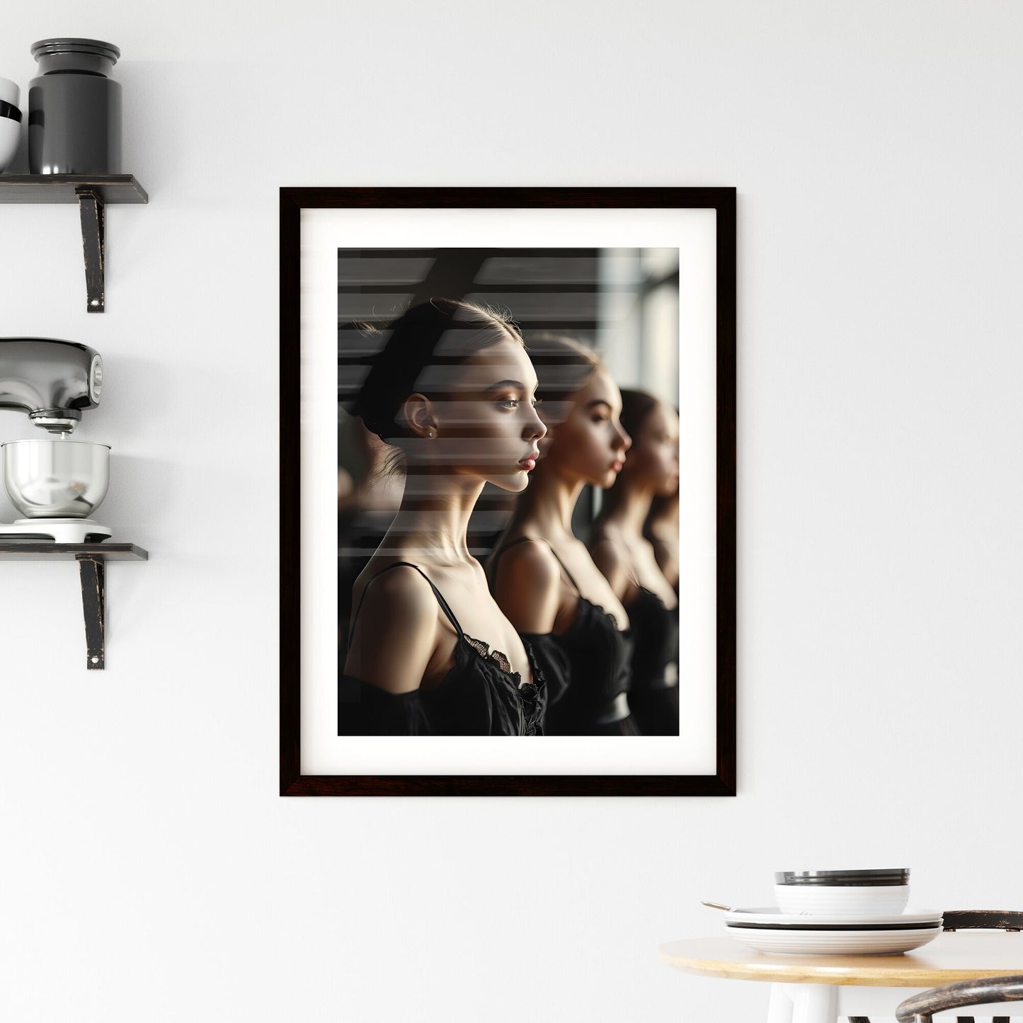 A Poster of linear perspective, dynamic closeup - A Group Of Women In A Row Default Title