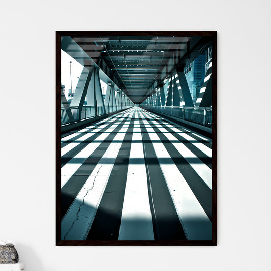 A Poster of tunnel shadows - A Black And White Striped Walkway Default Title
