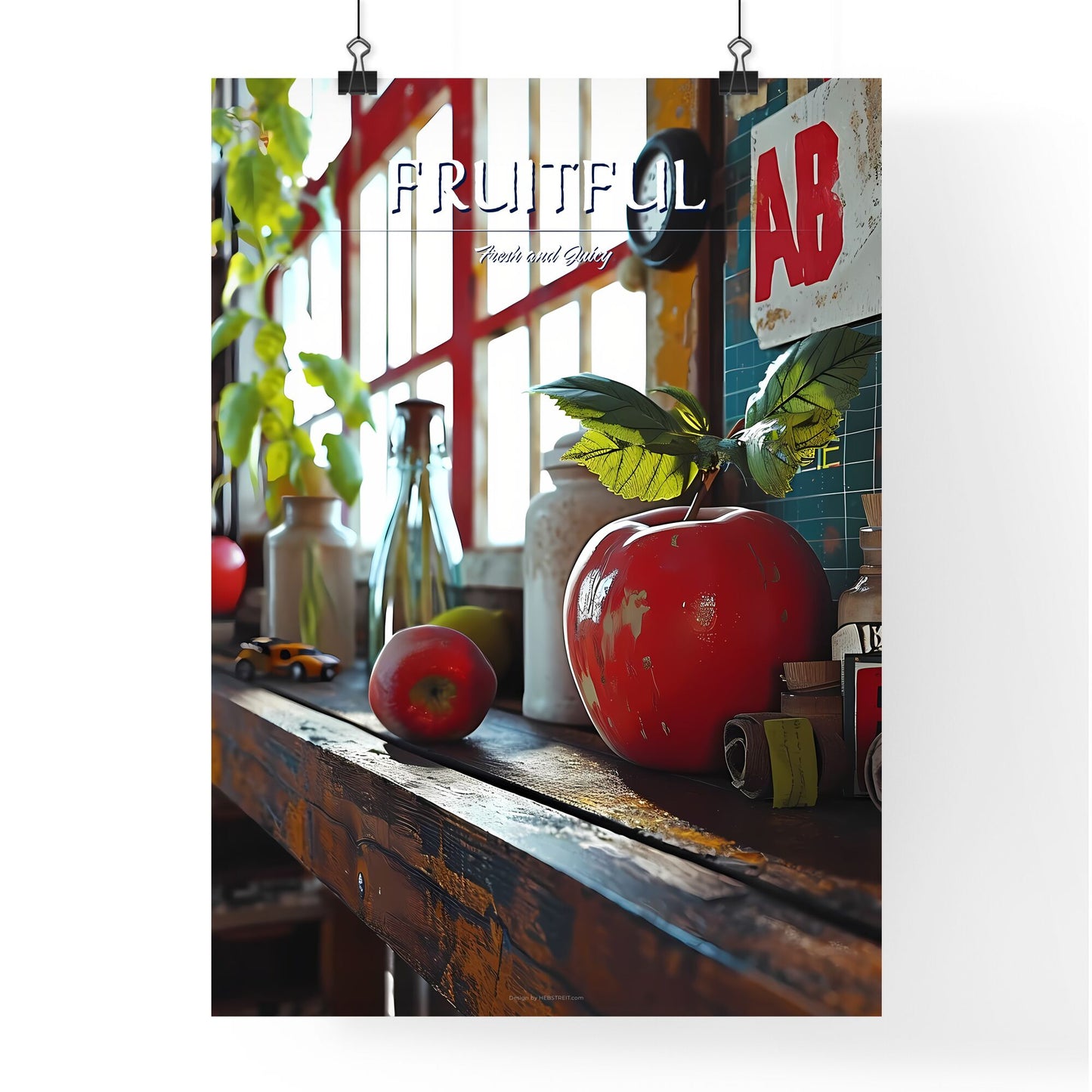 A Poster of back to school set - A Group Of Fruits And A Vase On A Shelf Default Title