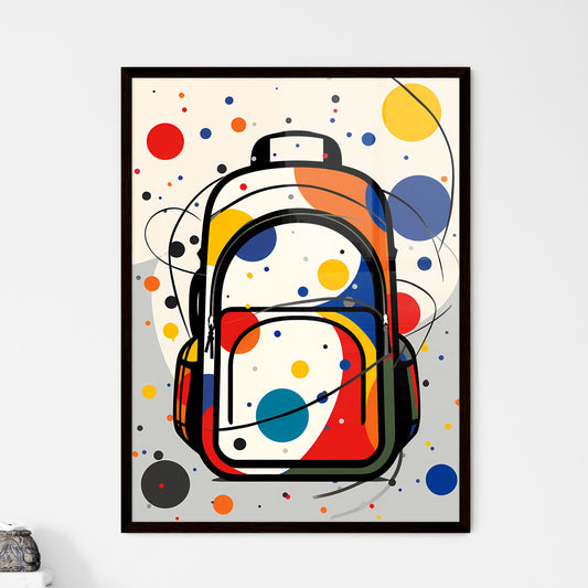 A Poster of minimalist Back to school art - A Colorful Backpack With Dots Default Title