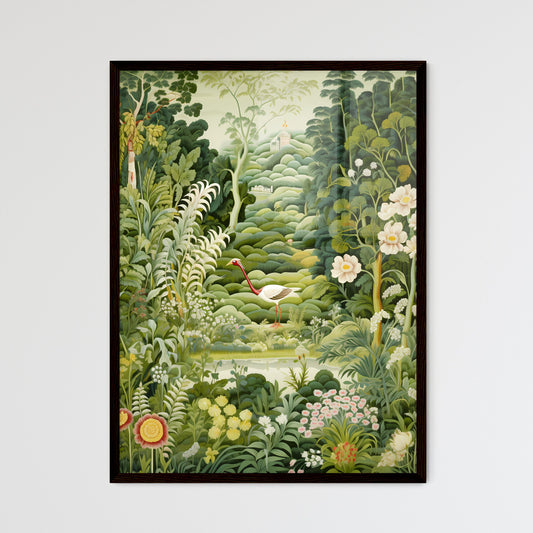 A Poster of green tapestry - A Painting Of A Bird In A Forest Default Title