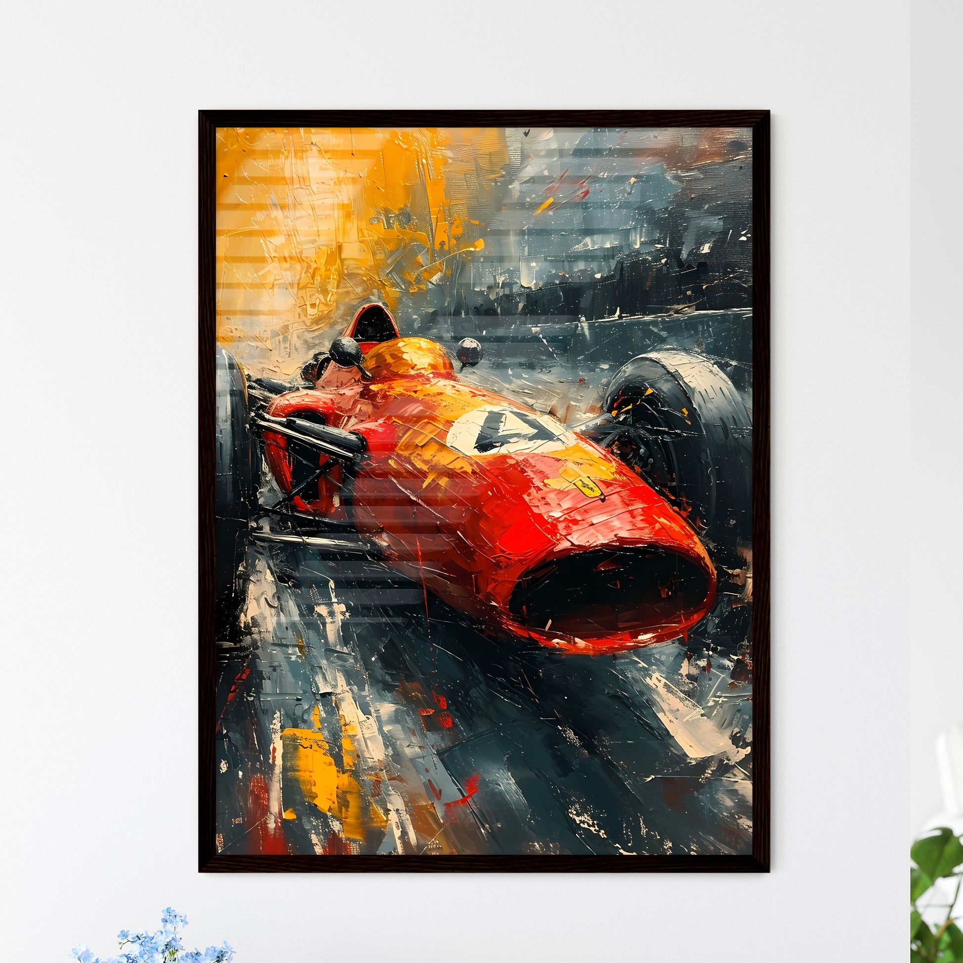 A Poster of Formula One style race car - A Painting Of A Red Race Car Default Title