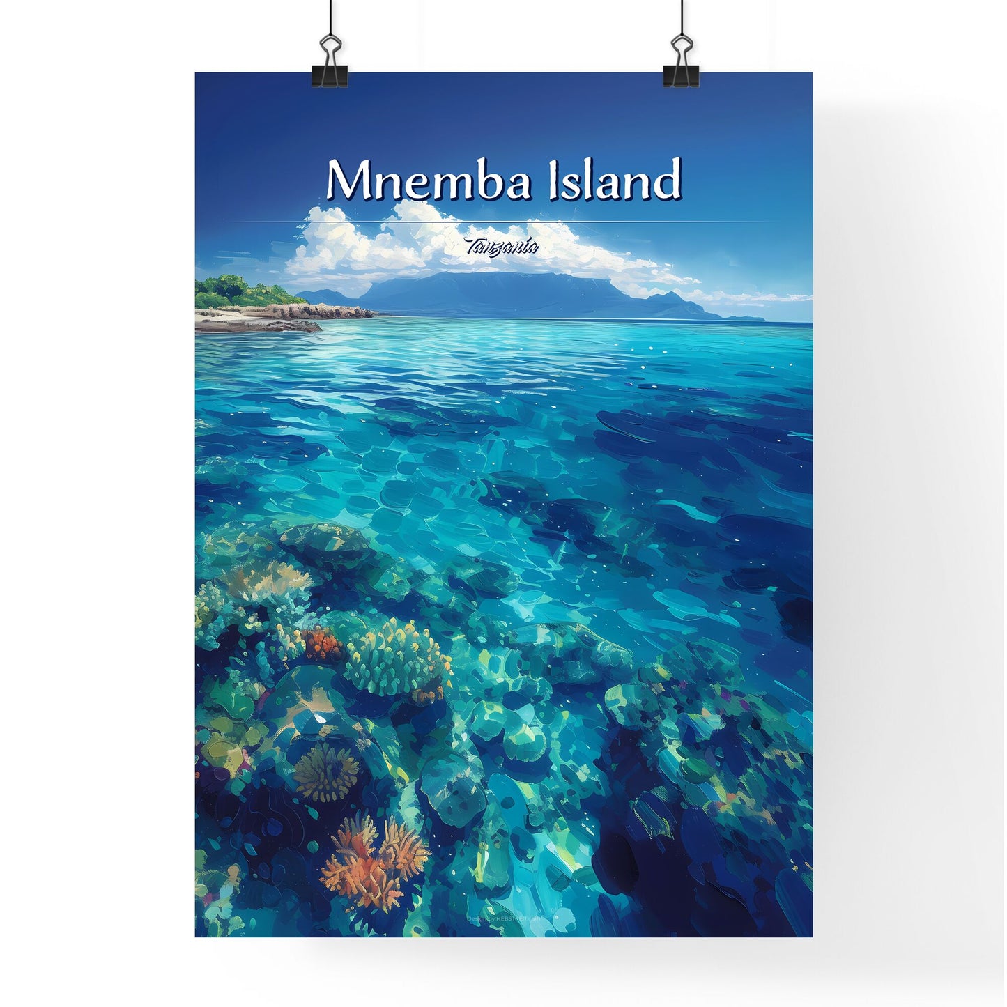 Mnemba Island, Tanzania - Art print of a coral reef in the water Default Title