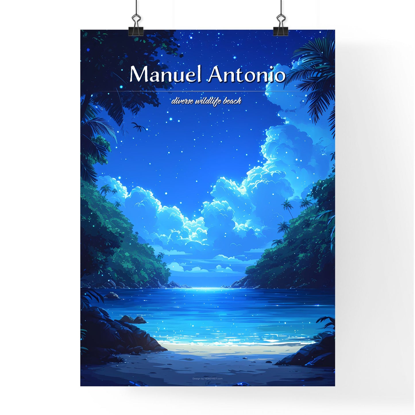 Manuel Antonio Beach - Art print of a blue sky with clouds and a body of water Default Title