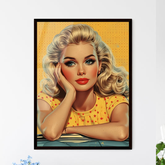 The vintage pin up girl - Art print of a woman with her hand on her face Default Title
