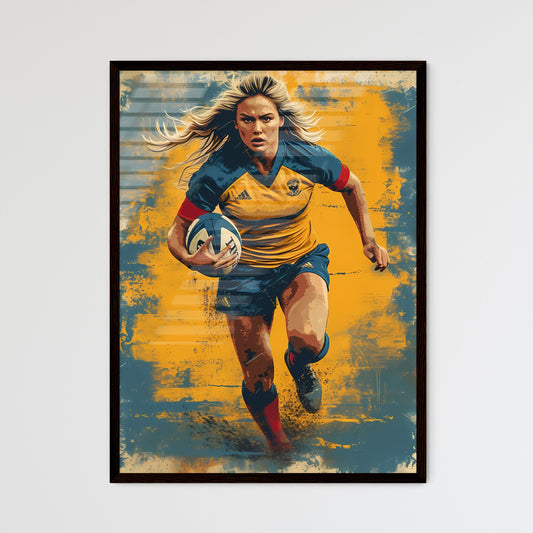 Rugby girl - Art print of a woman running with a ball Default Title
