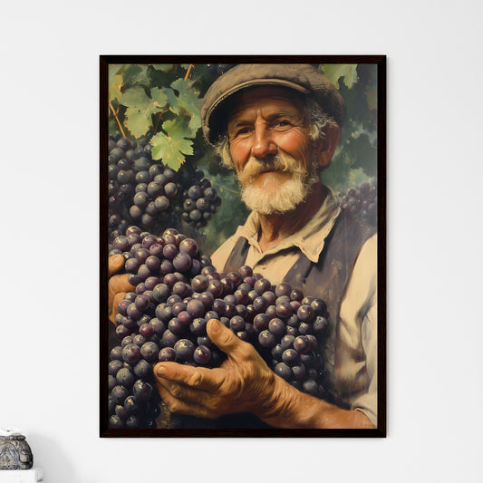 A French vineyard owner - Art print of a man holding grapes in his hands Default Title