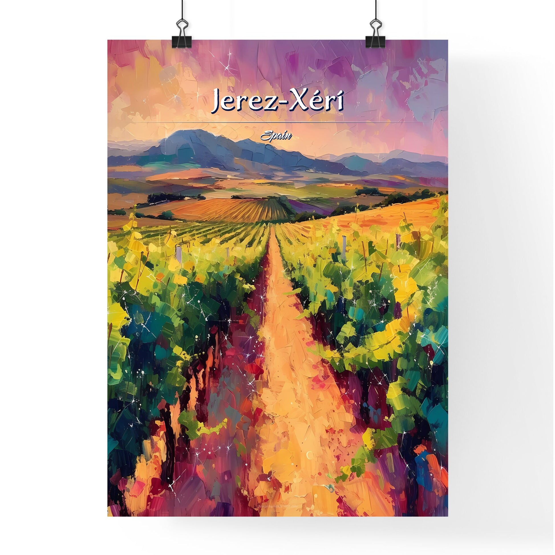 Jerez-Xérí, Spain - Art print of a painting of a vineyard Default Title