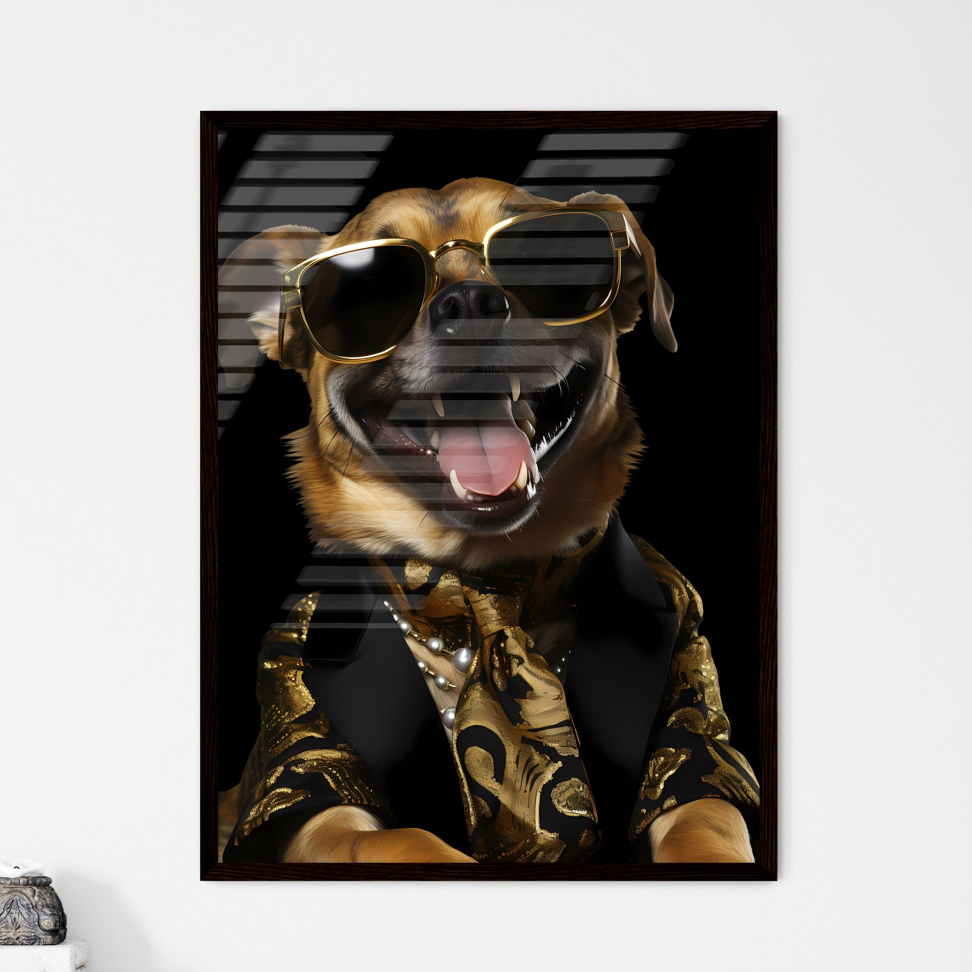 Swiss alpine dog vintage poster - Art print of a dog wearing a suit and sunglasses Default Title