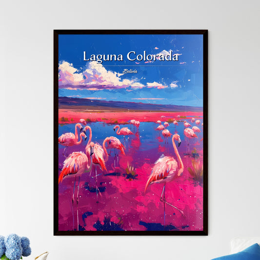 Laguna Colorada, Bolivia - Art print of a group of flamingos in a pink lake Default Title