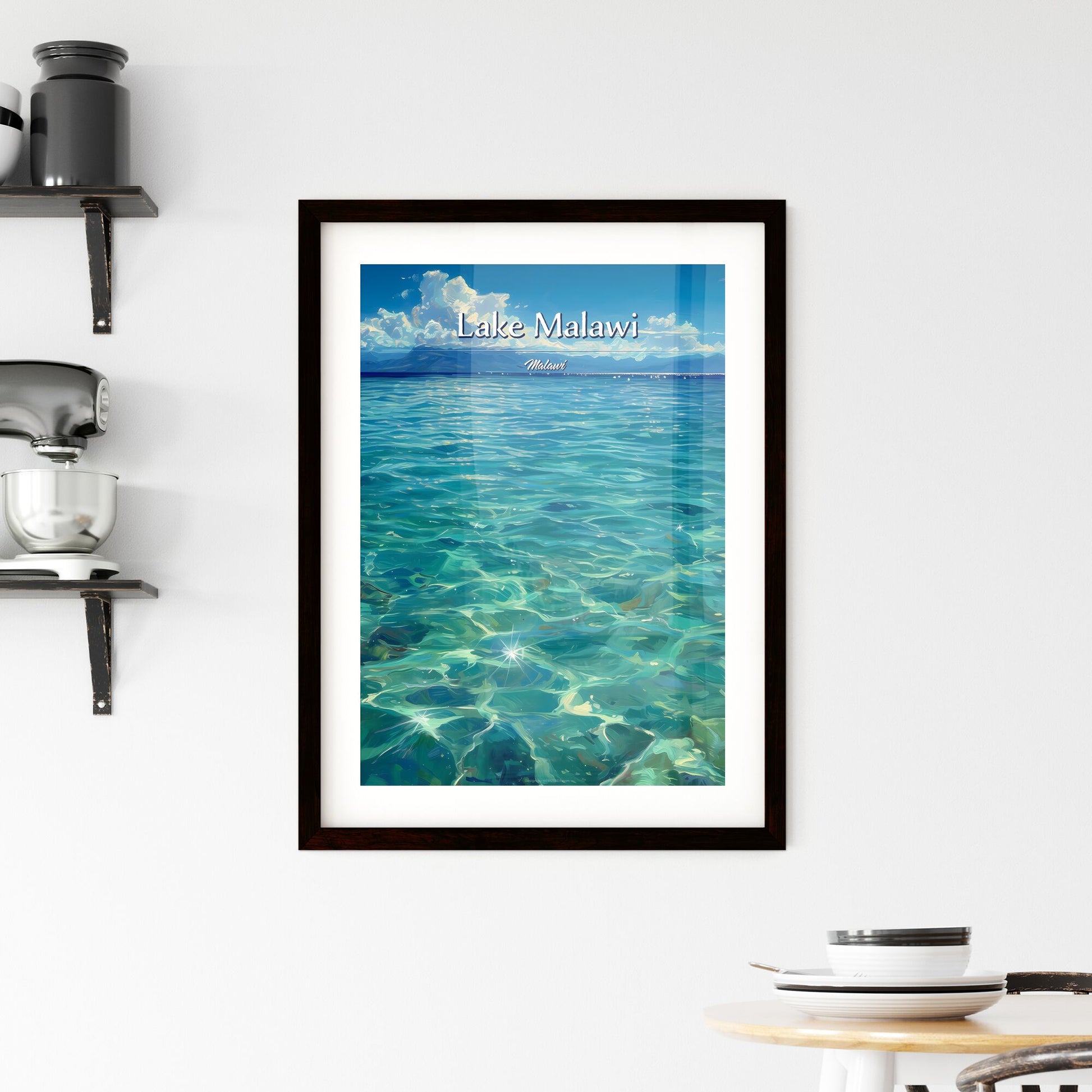 Lake Malawi, Malawi - Art print of a clear blue water with mountains in the background Default Title