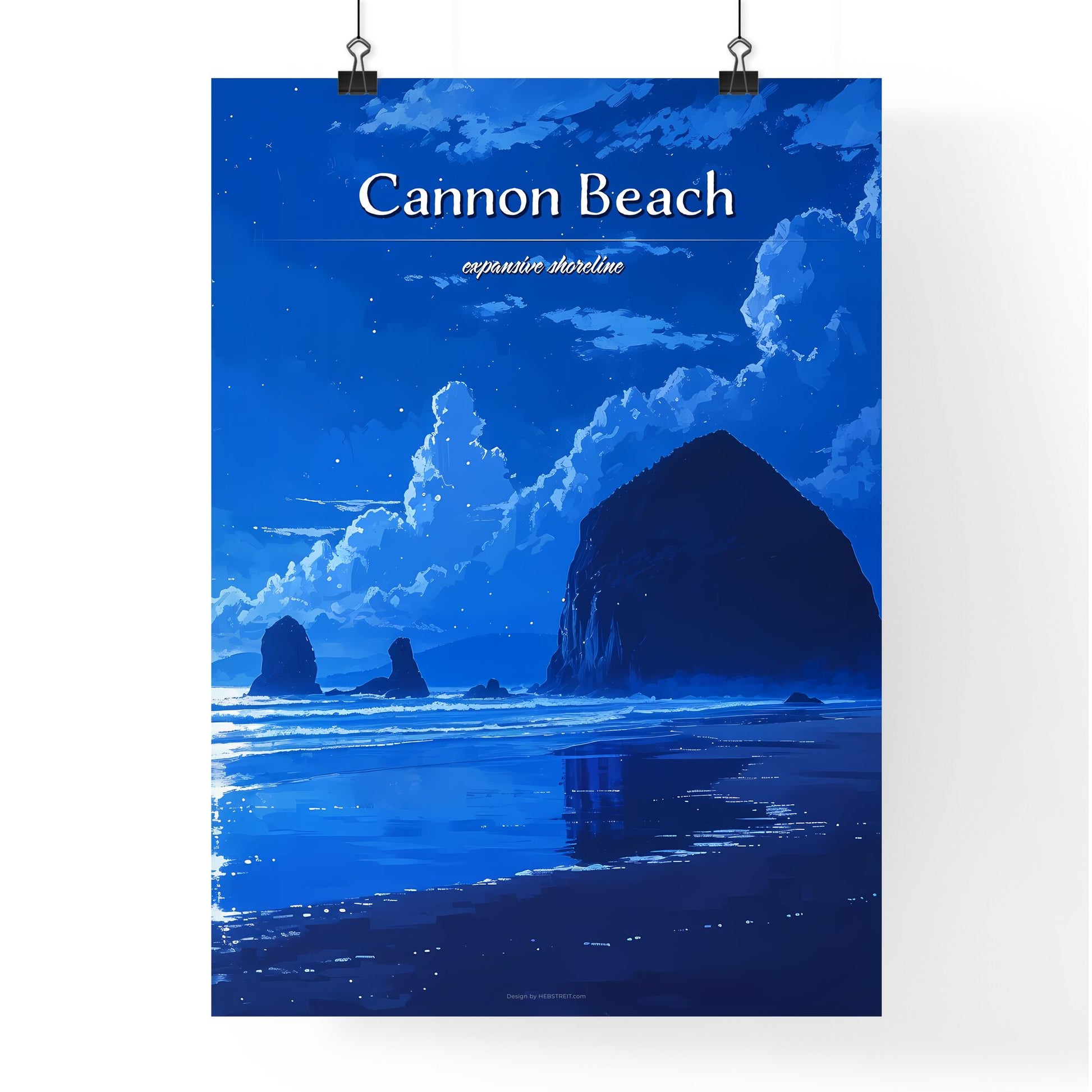 Cannon Beach - Art print of a large rock formation on a beach Default Title