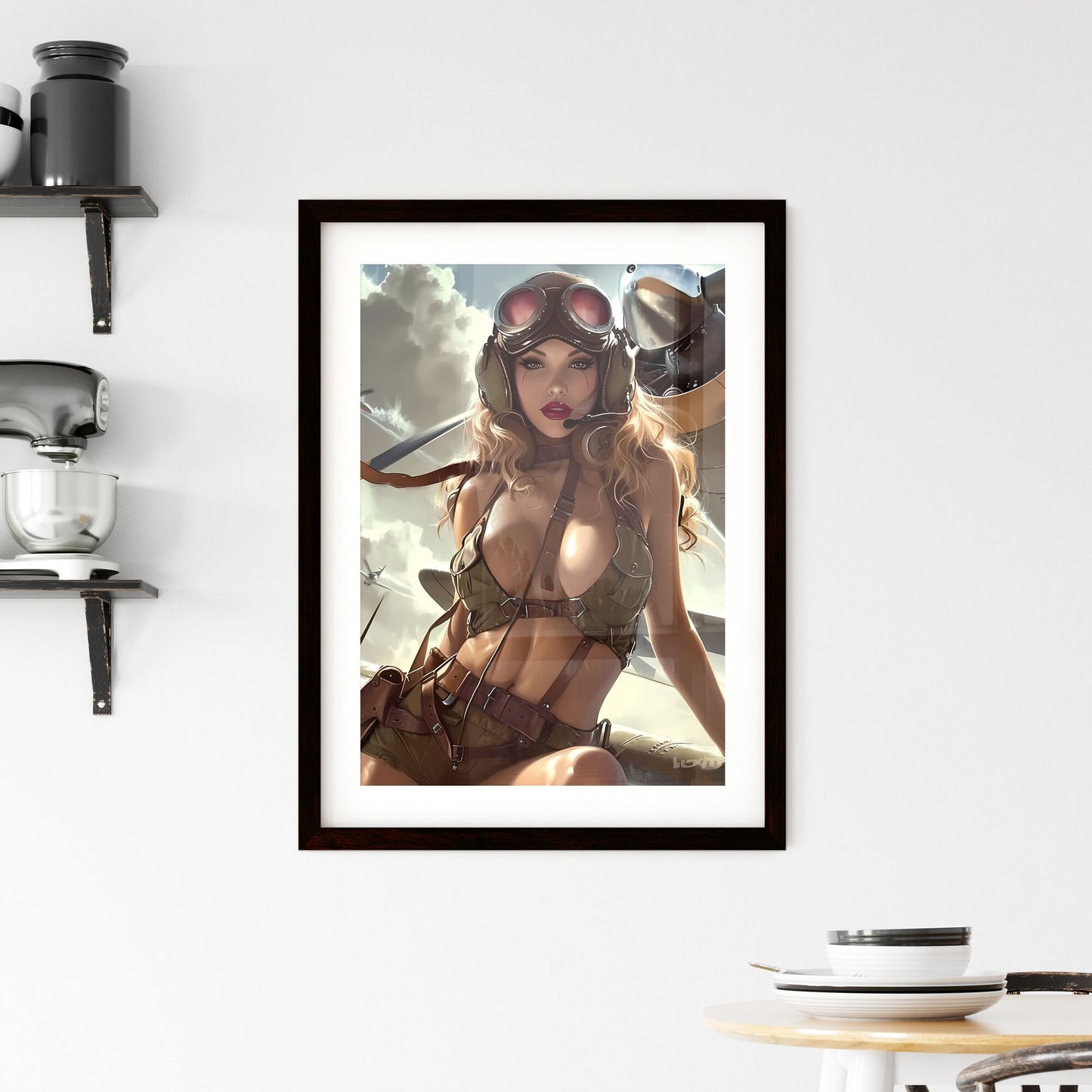 Gogo girl hyper realism style - Art print of a woman in a military uniform Default Title