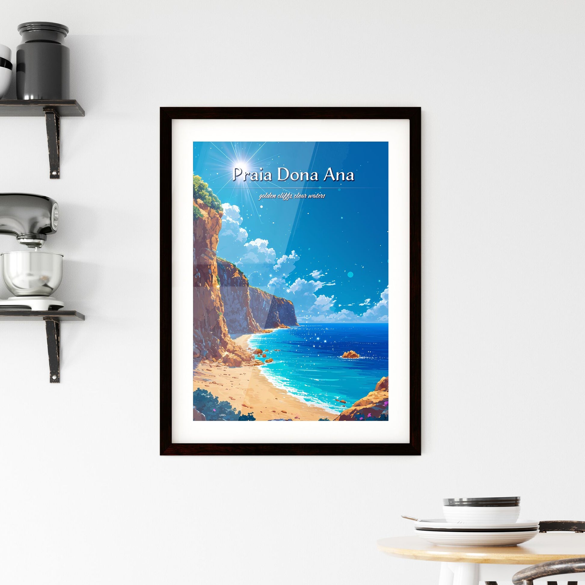 Praia Dona Ana Beach - Art print of a beach with rocks and a body of water Default Title