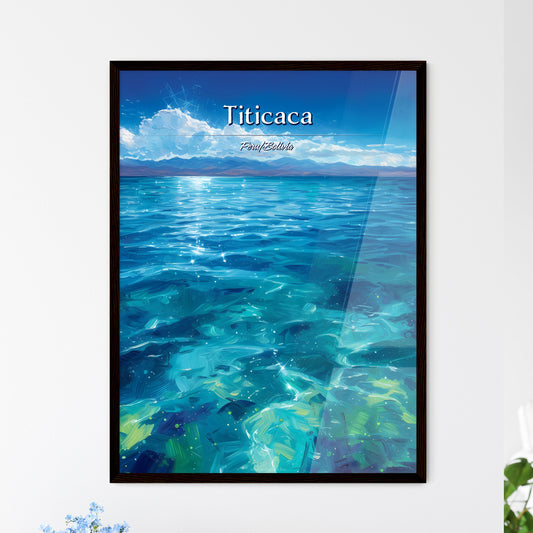 Titicaca, Peru/Bolivia - Art print of a blue water with mountains in the background Default Title