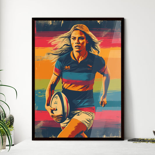 Rugby girl - Art print of a woman running with a rugby ball Default Title