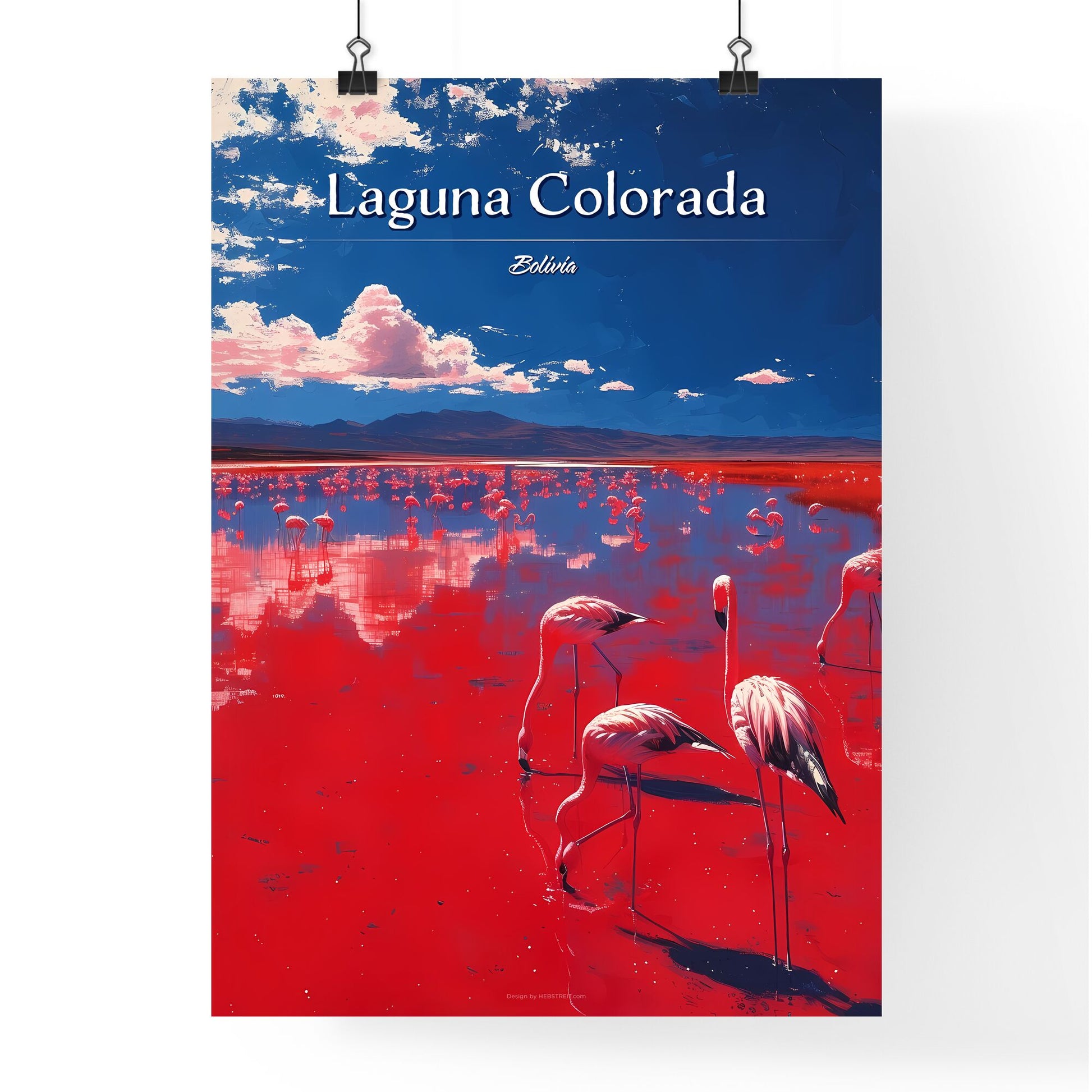 Laguna Colorada, Bolivia - Art print of a group of flamingos in a lake Default Title