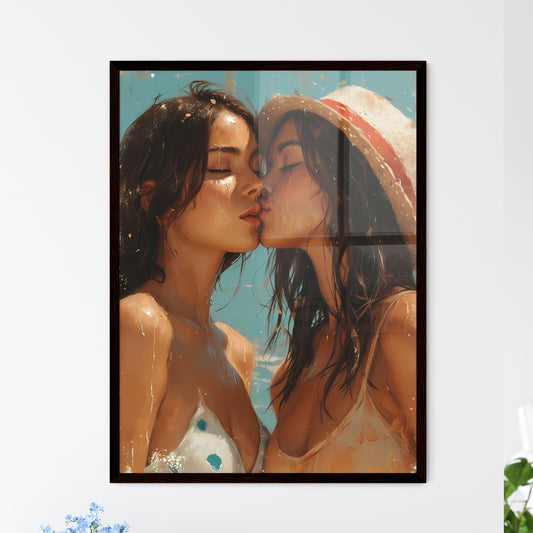 American pin up, pin up girls - Art print of two women kissing each other Default Title