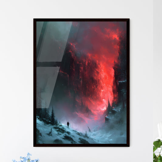 An epic winter forest - Art print of a person walking in the snow Default Title